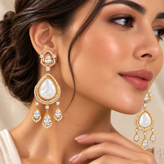 Pearl Éclat Moissanite Chandelier Earrings