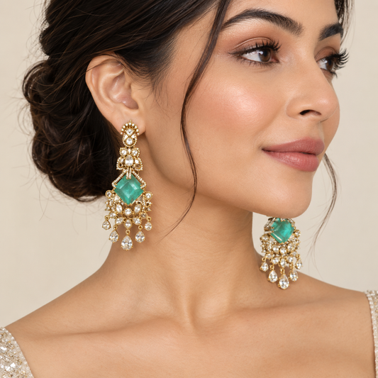 Mint Émeraude Chandelier Earrings