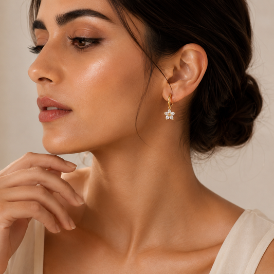 Bloomé Crystal Flower Hoops