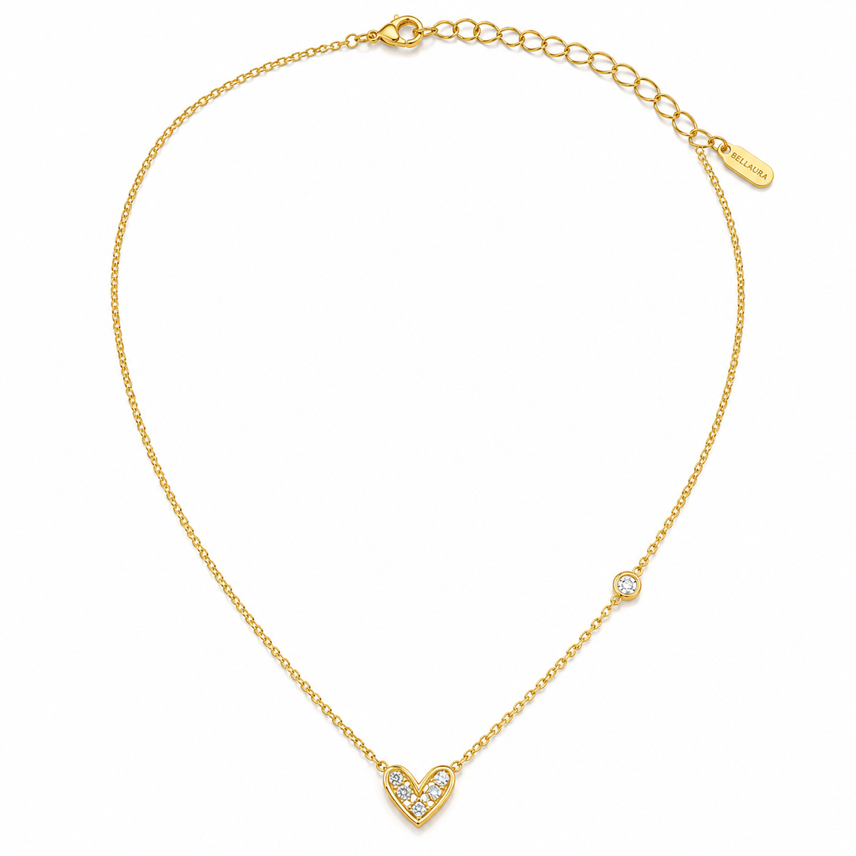 Pavé Heart & Crystal Necklace