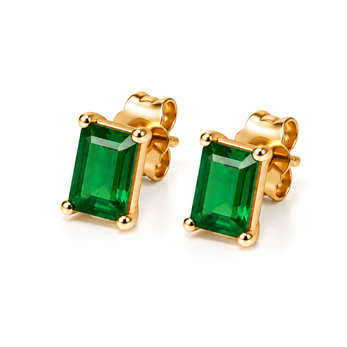 Emerald Luxe 18K Gold-Plated Stud Earrings