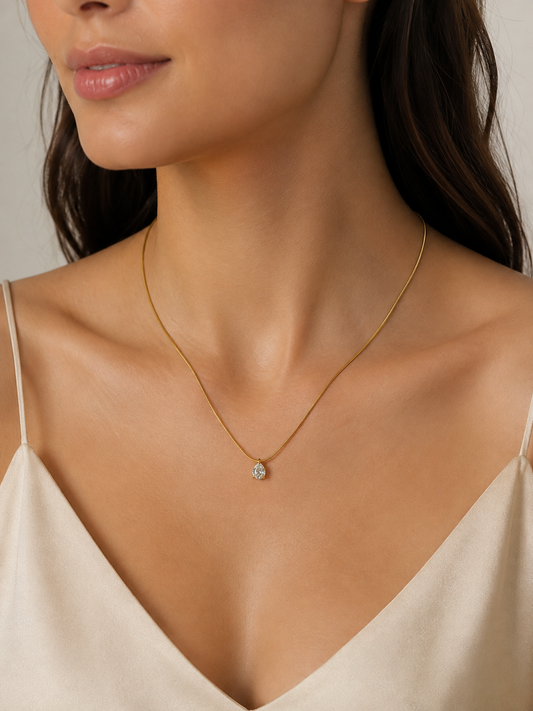 Teardrop Crystal Pendant Necklace