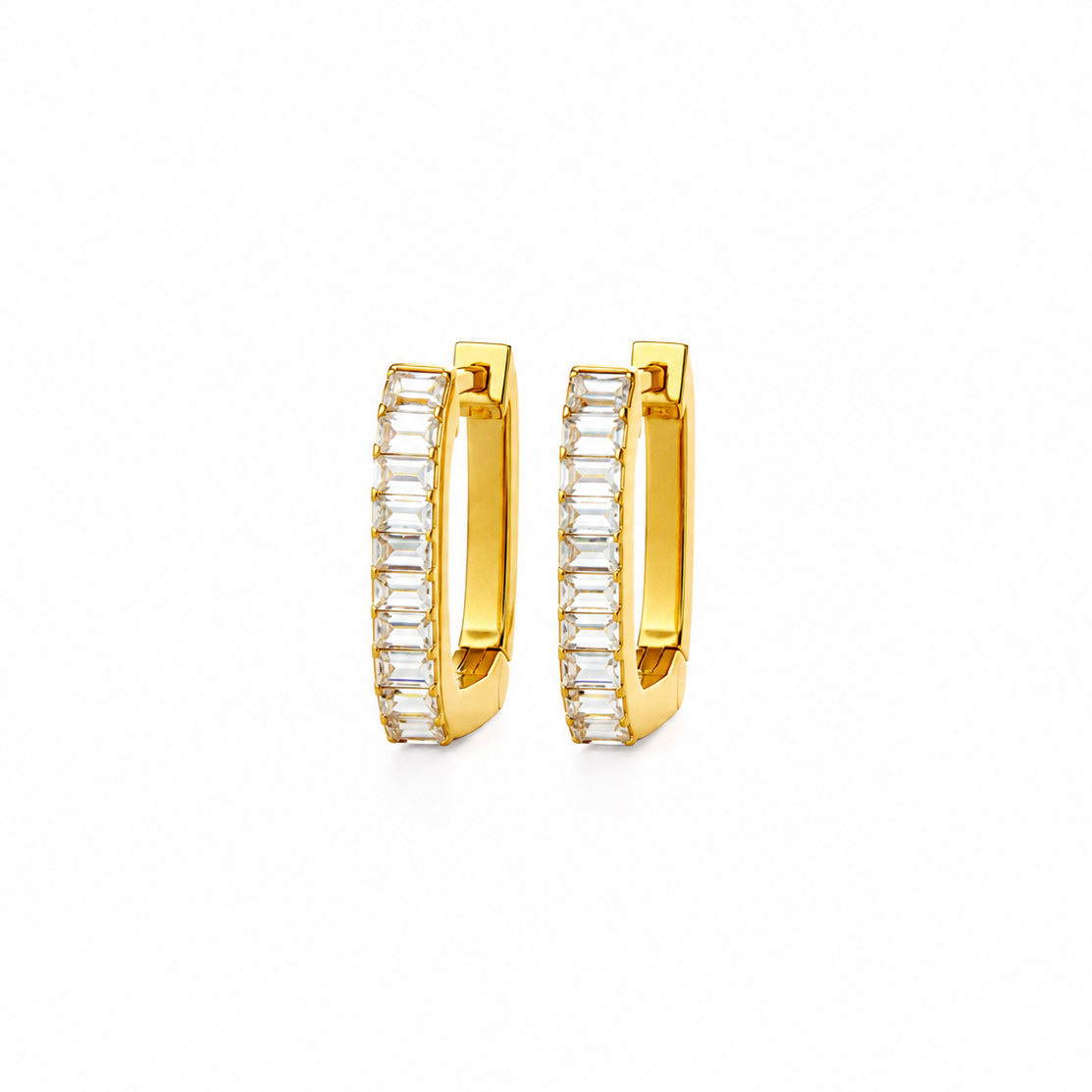 Luna Baguette Hexagon Hoop Earrings