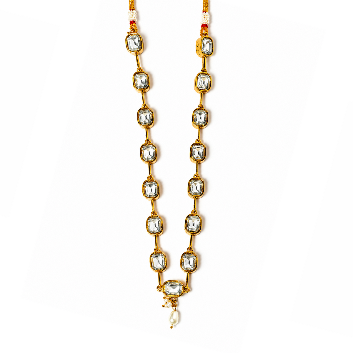 Regal Emerald Cut glass Stone Necklace