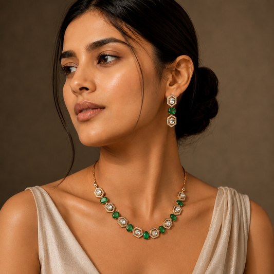 Emerald Royale Moissanite Necklace Set