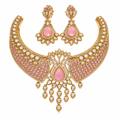 Rosé Maharani Moissanite Choker Necklace & Earrings Set
