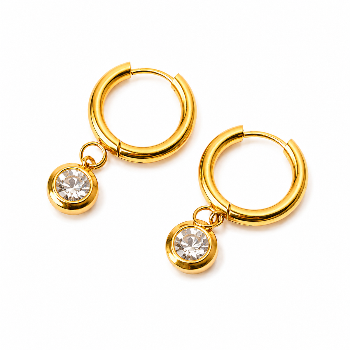 Crystal Charm Hoop Earrings