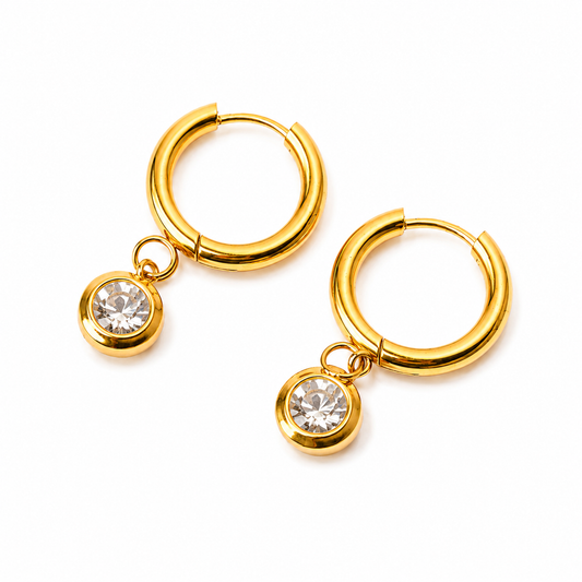Crystal Charm Hoop Earrings