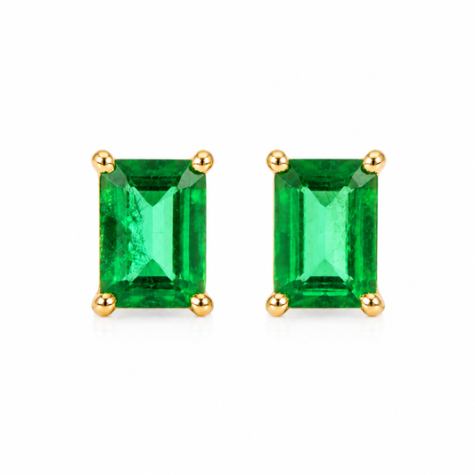 Emerald Luxe 18K Gold-Plated Stud Earrings