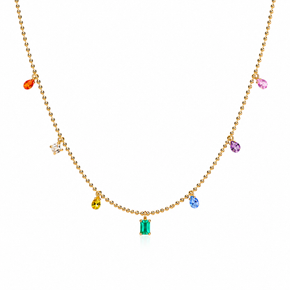Rainbow Crystal Bead Chain Necklace