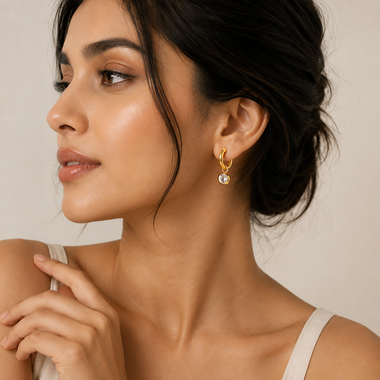 Crystal Charm Hoop Earrings