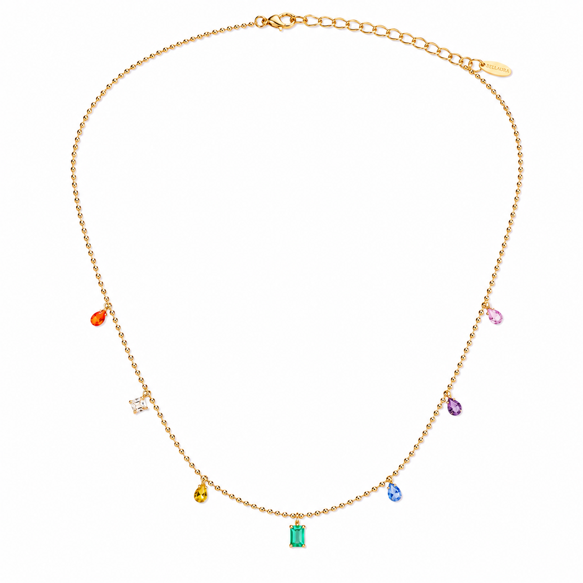Rainbow Crystal Bead Chain Necklace