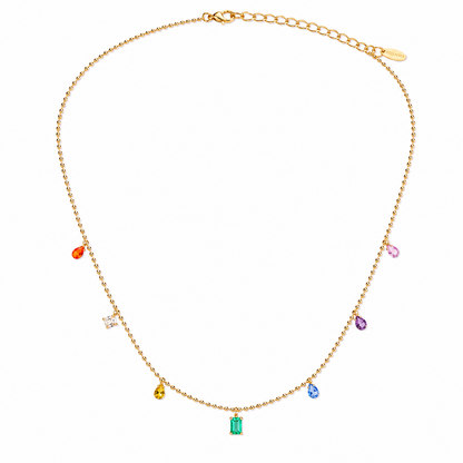 Rainbow Crystal Bead Chain Necklace