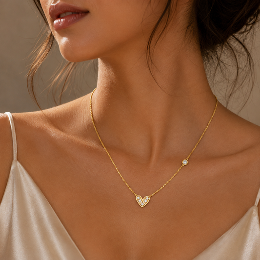 Pavé Heart & Crystal Necklace