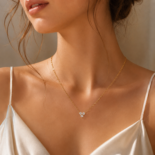 Triple Crystal Pendant Necklace