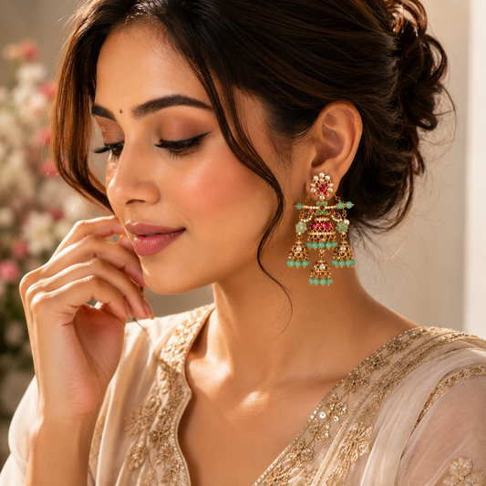 Maharani Kemp Stone Jhumka Earrings