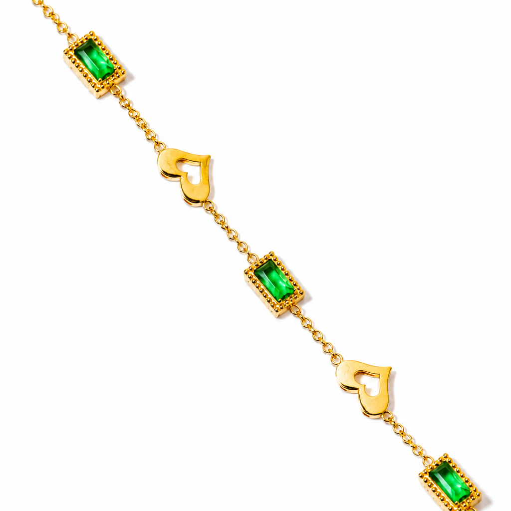 Emerald Heart Charm Bracelet