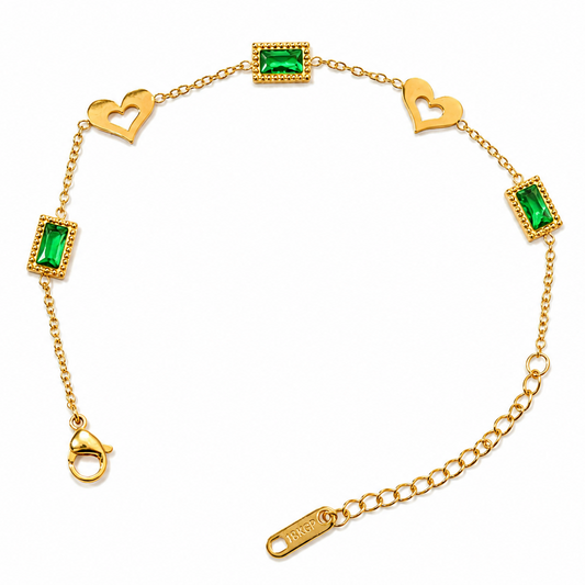 Emerald Heart Charm Bracelet