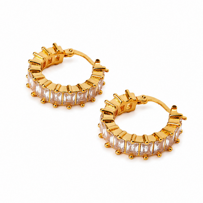 Celestia Baguette Crystal Hoop Earrings