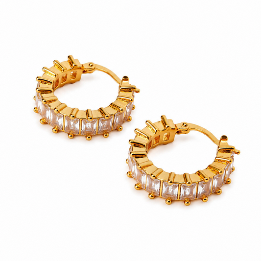 Celestia Baguette Crystal Hoop Earrings