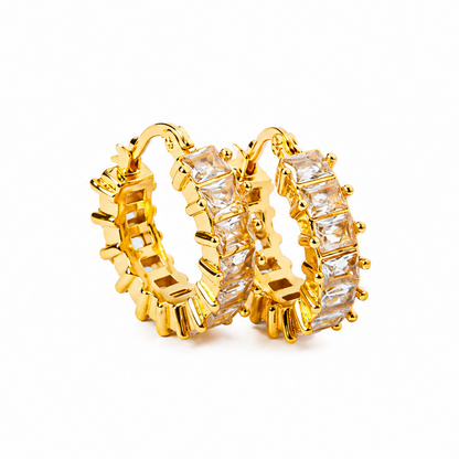 Celestia Baguette Crystal Hoop Earrings