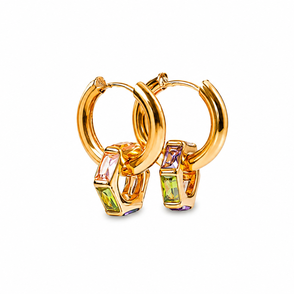 Aurora Prism Charm Hoop Earrings 
