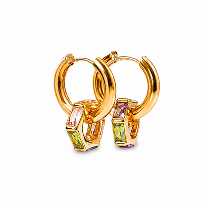 Aurora Prism Charm Hoop Earrings 