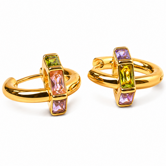 Aurora Prism Charm Hoop Earrings 