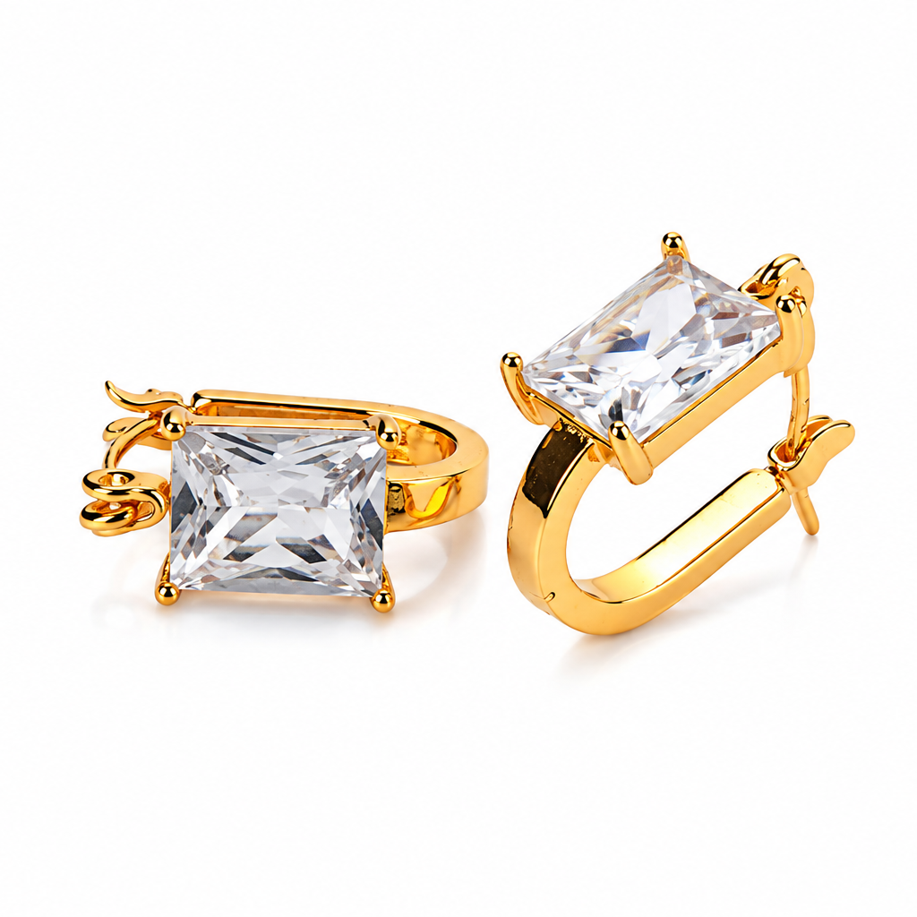 Elysian Radiance Crystal Huggie Earrings 