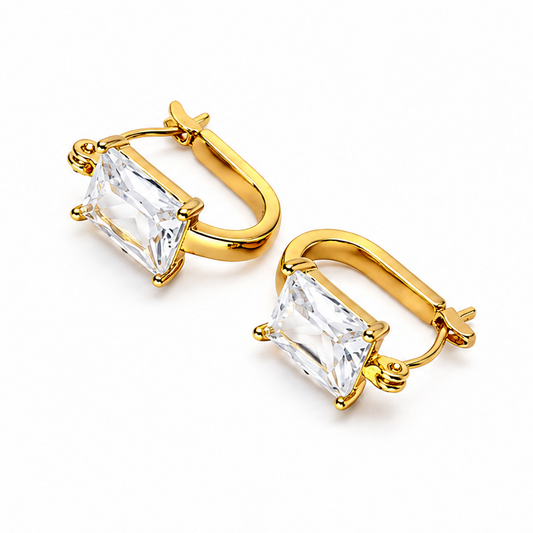 Elysian Radiance Crystal Huggie Earrings 