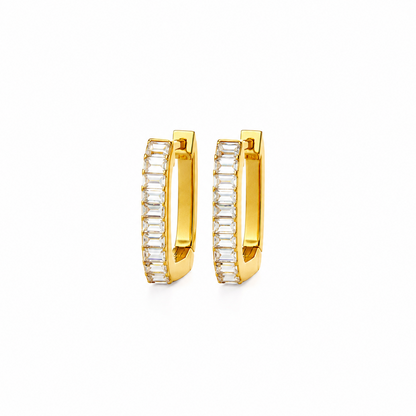 Luna Baguette Hexagon Hoop Earrings 
