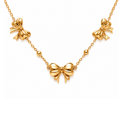 Golden Bow Cascade Necklace