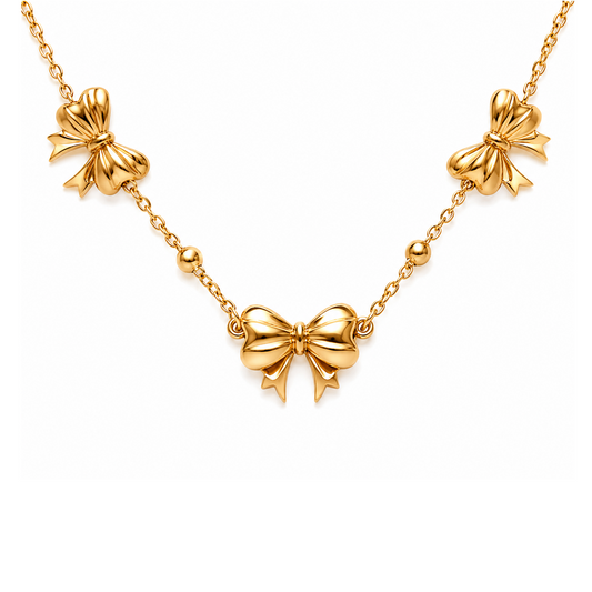 Golden Bow Cascade Necklace