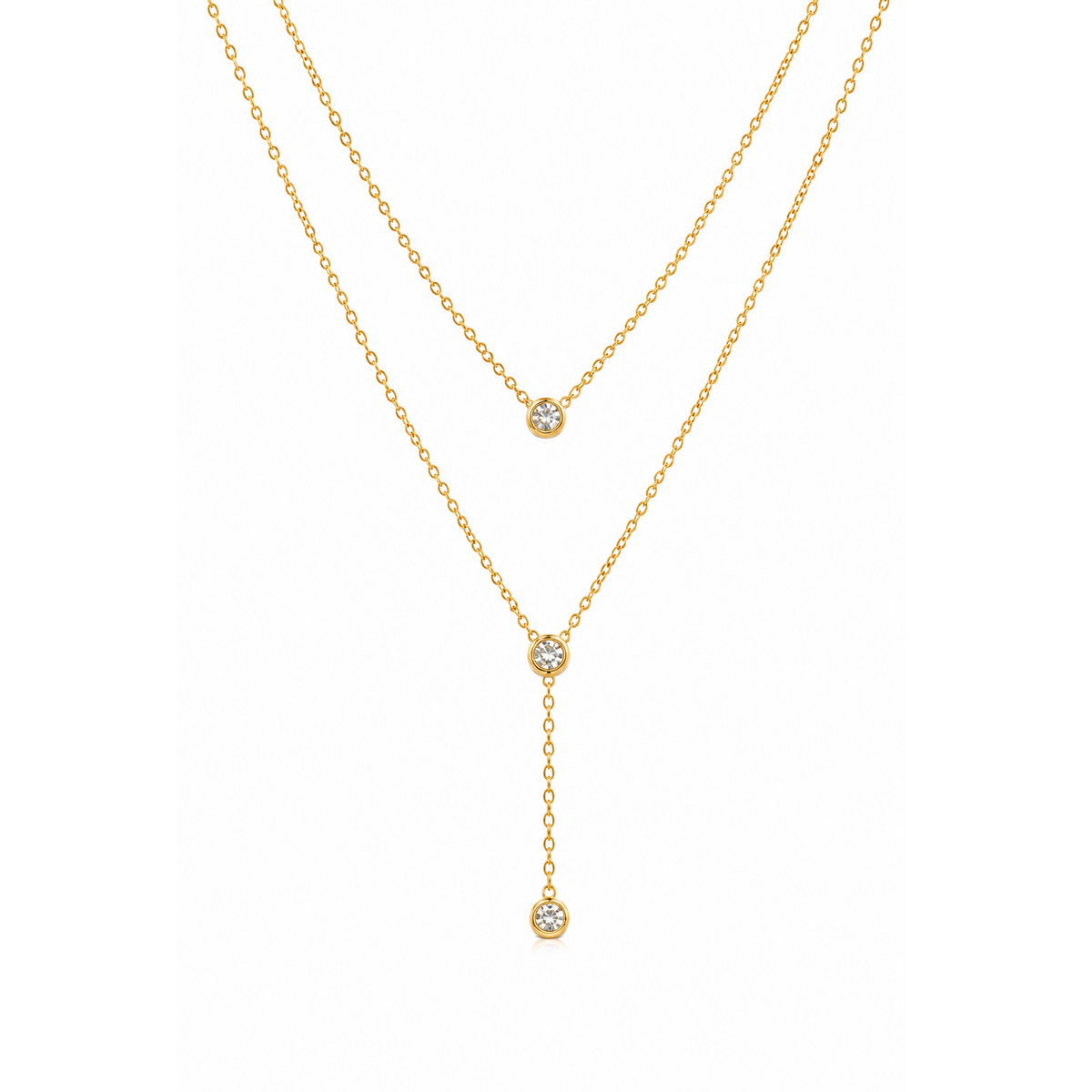 Celeste Solitaire Double layer Necklace