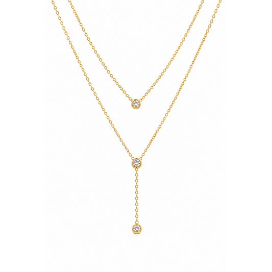 Celeste Solitaire Double layer Necklace