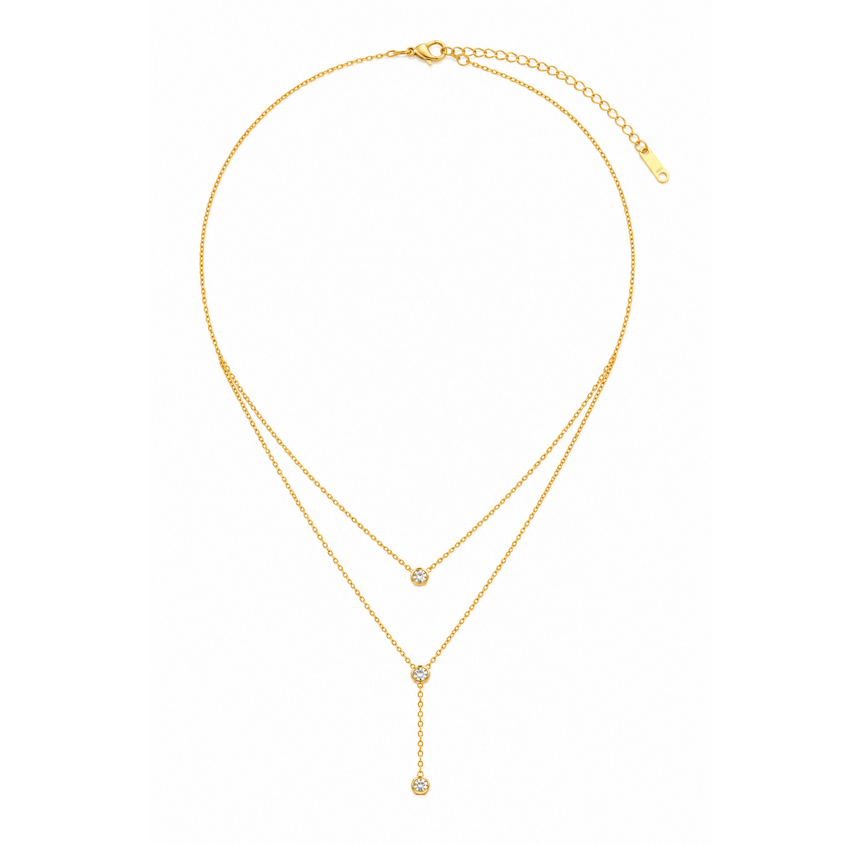 Celeste Solitaire Double layer Necklace