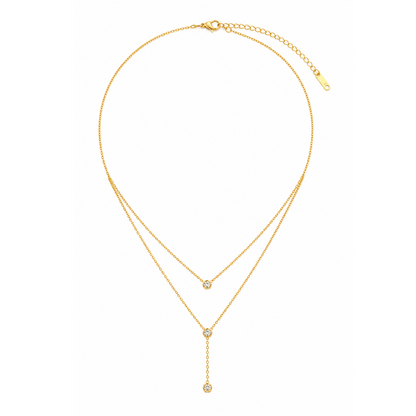 Celeste Solitaire Double layer Necklace
