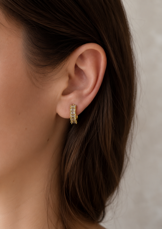 Celestia Baguette Crystal Hoop Earrings