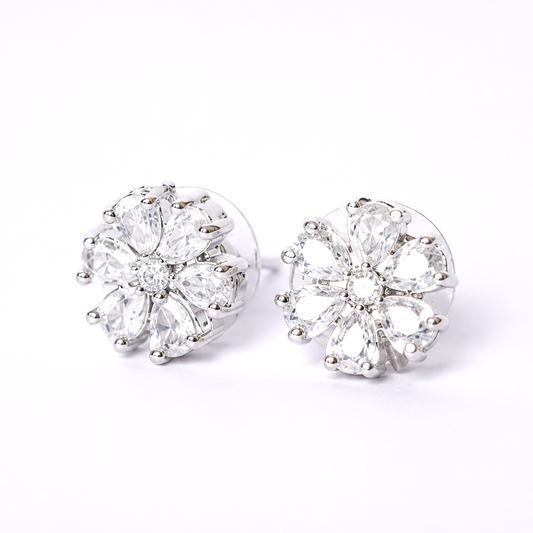 Stellar Bloom American Diamond Stud Earrings