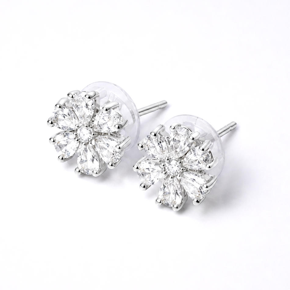 Stellar Bloom American Diamond Stud Earrings
