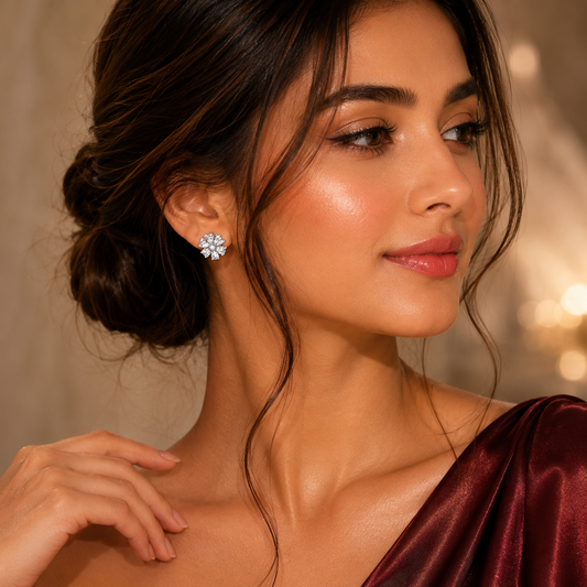 Stellar Bloom American Diamond Stud Earrings