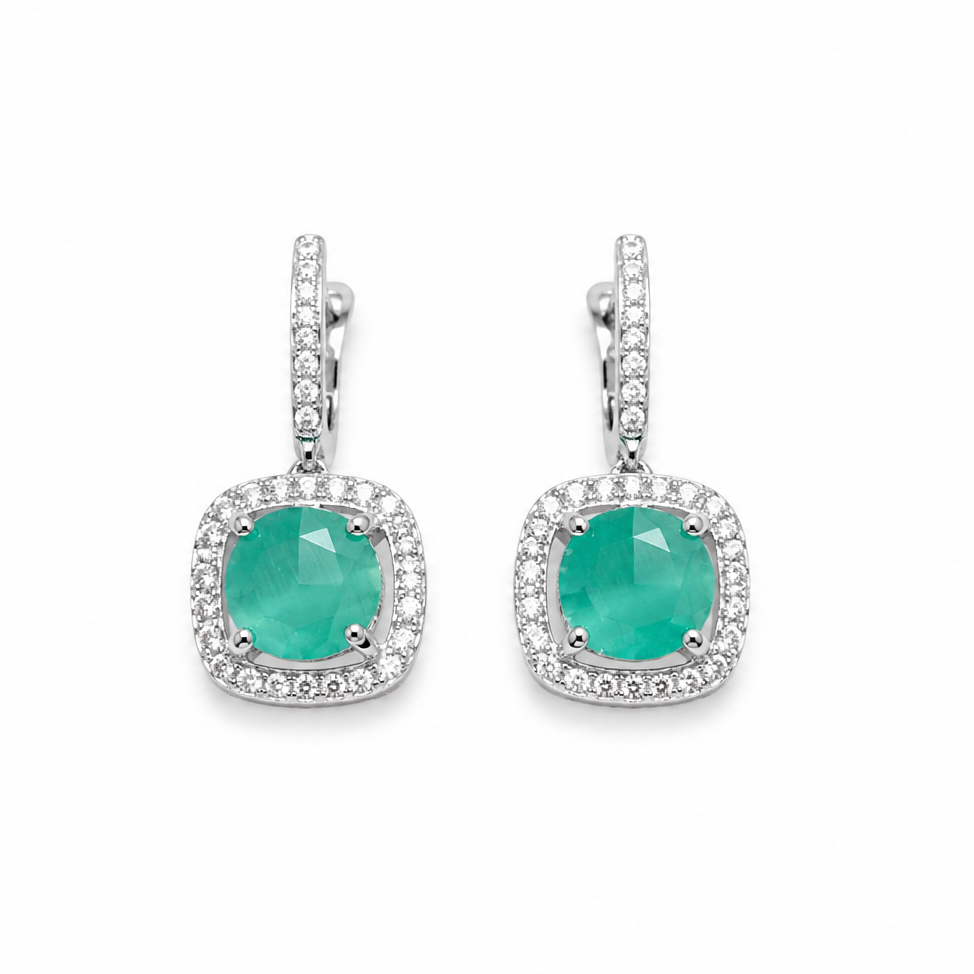 Mint Aura American Diamond Drop Earrings