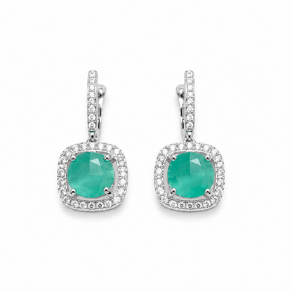 Mint Aura American Diamond Drop Earrings