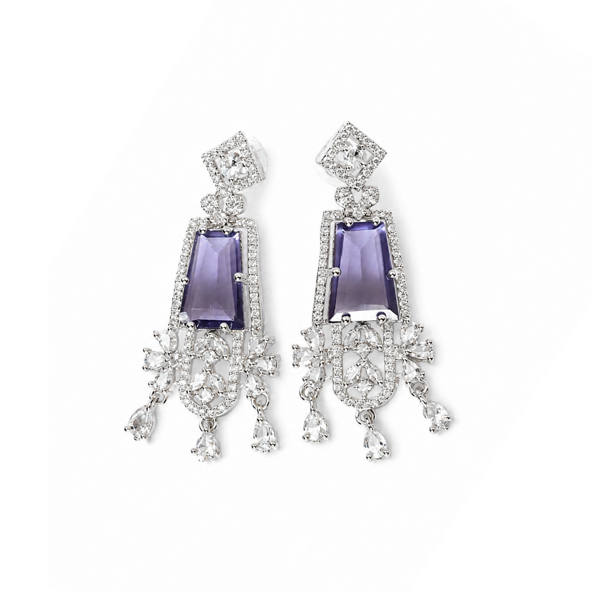 Amethyst Grace American Diamond Statement Earrings