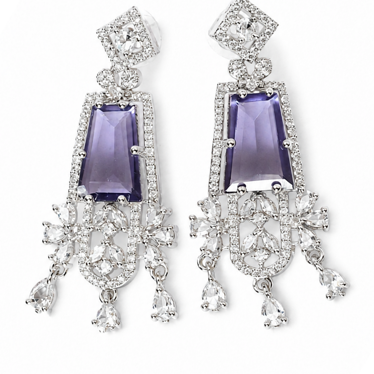 Amethyst Grace American Diamond Statement Earrings