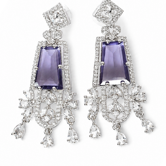 Amethyst Grace American Diamond Statement Earrings