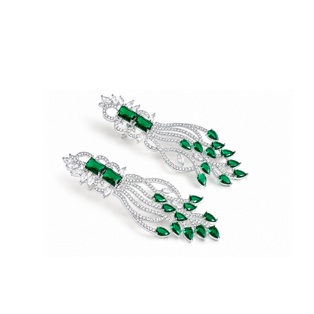 Emerald Enchant American Diamond Statement Earrings
