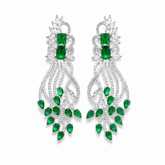 Emerald Enchant American Diamond Statement Earrings