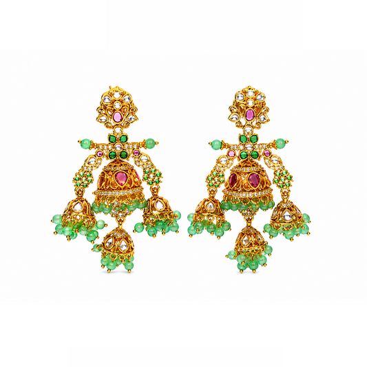 Maharani Kemp Stone Jhumka Earrings