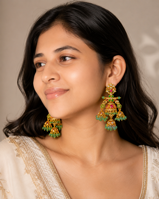 Maharani Kemp Stone Jhumka Earrings
